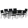 vidaXL Have Spisebordss&aelig;t med pude 9 pcs Sort polyrattan