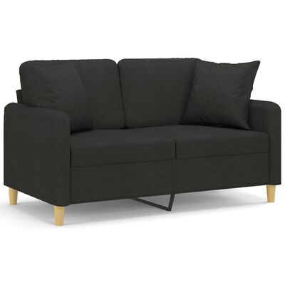 vidaXL 2-personers sofa med pyntepuder 120 cm stof sort