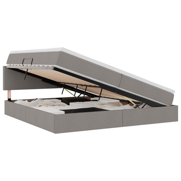 vidaXL Seng med opbevaring og madras med madras Gr&aring;brun 200 x 200 cm