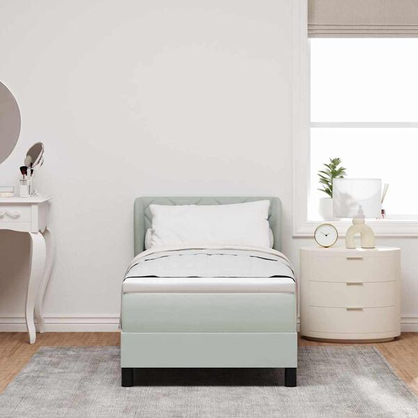 vidaXL Box spring seng med madras Lysegr&aring; 80 x 200 cm Fl&oslash;jl