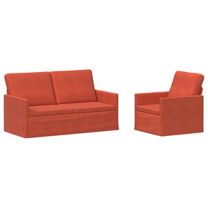 vidaXL Sofa S&aelig;t 2 pcs R&oslash;d orange Velourstof
