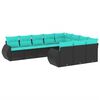 vidaXL havesofas&aelig;t med 10 hynder sort polyrattan