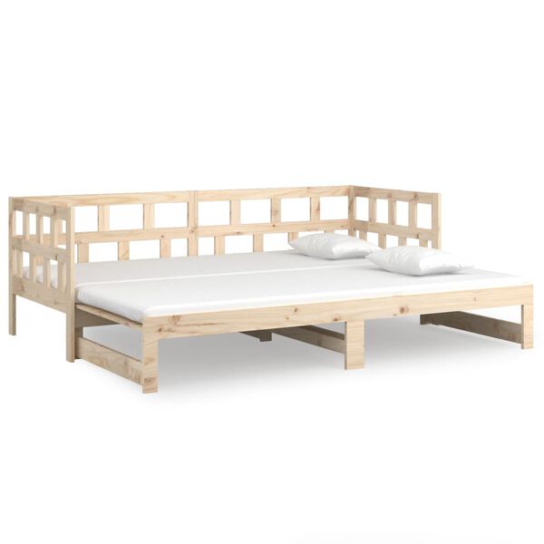 vidaXL daybed med udtr&aelig;k 2x(90x190) cm massivt fyrretr&aelig;