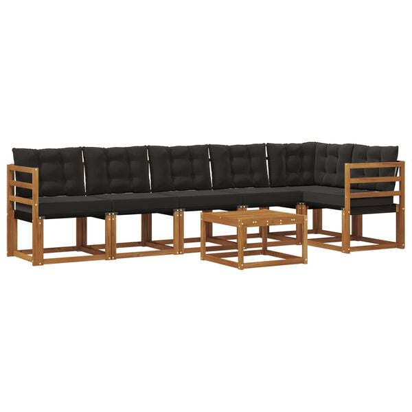 vidaXL Udend&oslash;rs sofagruppe med pude 7 pcs Naturlig og sort
