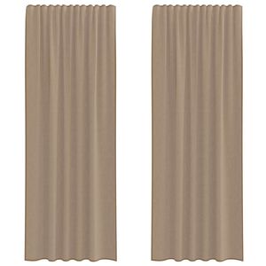 vidaXL voile-gardiner med stanglommer 2 stk lysebrun