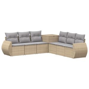 vidaXL Sofa S&aelig;t 7 stk. Beige og lys gr&aring; Poly Rattan og St&aring;l