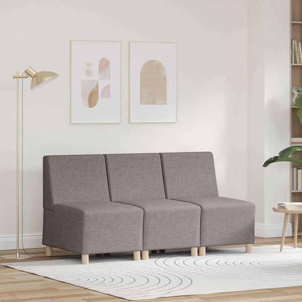 vidaXL Modulsofa enhed uden arme 3 pcs Gr&aring;brun 55 x 74 x 82 cm Stof