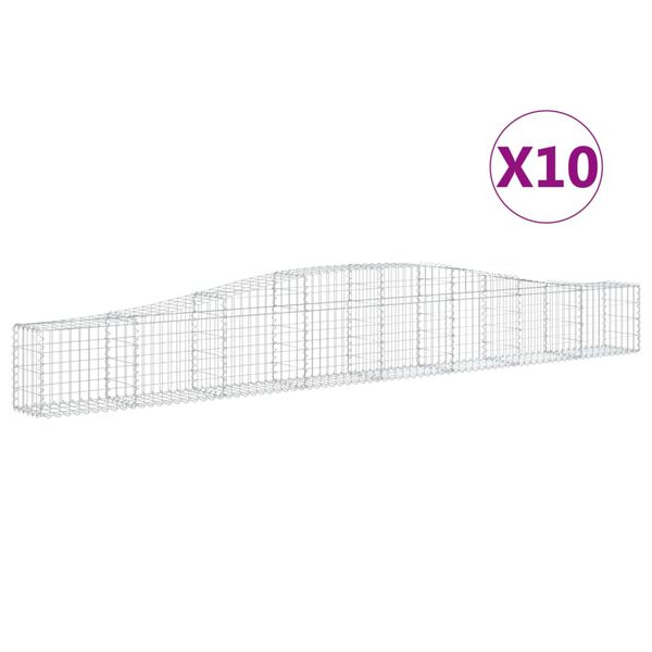 vidaXL buede gabionkurve 10 stk. 400x30x40/60 cm galvaniseret jern