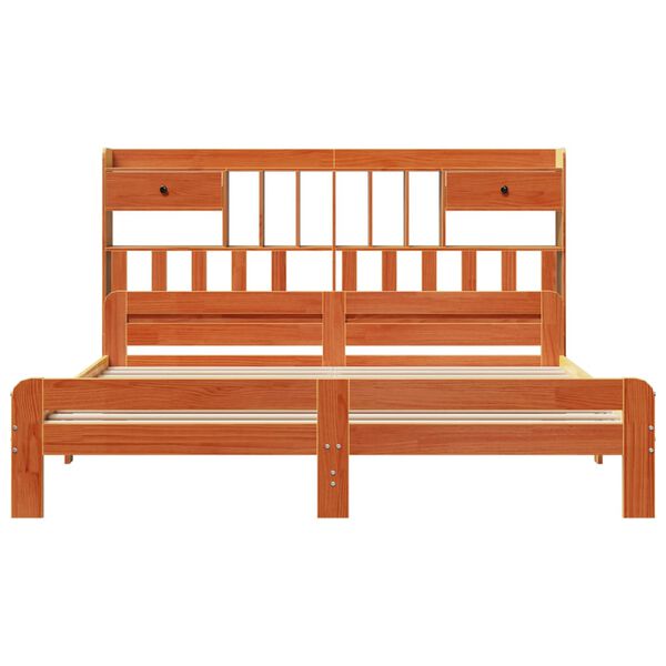 vidaXL seng med reol uden madras 150x200cm massivt fyrretræ gyldenbrun