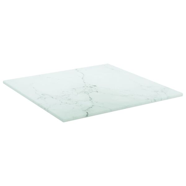 vidaXL bordplade 30x30 cm 6 mm hærdet glas med marmordesign hvid