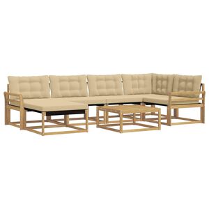 vidaXL Udend&oslash;rs sofagruppe 7 stk. Hvid og Beige Massivt Akacietr&aelig;