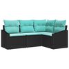 vidaXL Sofa S&aelig;t med pude 4 pcs Sort polyrattan