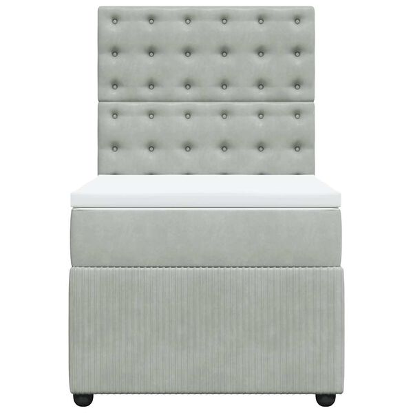 vidaXL kontinentalseng med madras 90x190 cm fløjl lysegrå