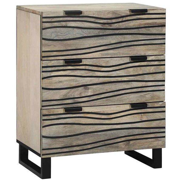 vidaXL Sideboard med skuffe Hvid 60 x 33.5 x 75 cm Massivt mangotr&aelig;