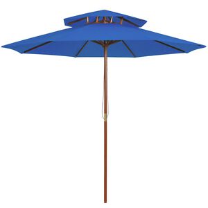 vidaXL parasol m. tr&aelig;stang 270 cm 2 niveauer bl&aring;