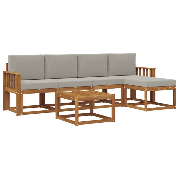 vidaXL Udend&oslash;rs sofagruppe 6 pcs Naturlig og Lys Gr&aring; Massivt Akacietr&aelig;