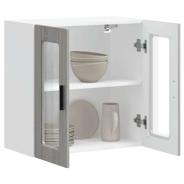 vidaXL Køkkenvægskab med glasdør Porto grå sonoma-eg