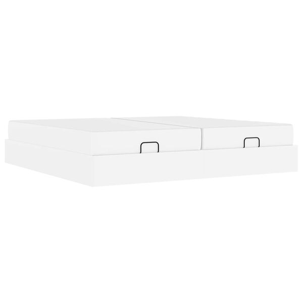 vidaXL Sengeramme med madras med madras 2 pcs Hvid PVC