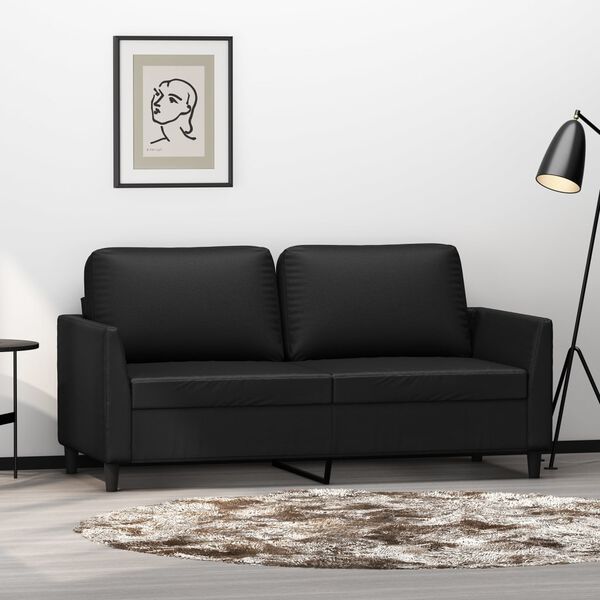 vidaXL 2-personers sofa 140 cm kunstl&aelig;der sort