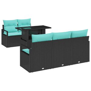 vidaXL Havesofa S&aelig;t 6 stk. 5-personers Sort og Bl&aring; polyrattan
