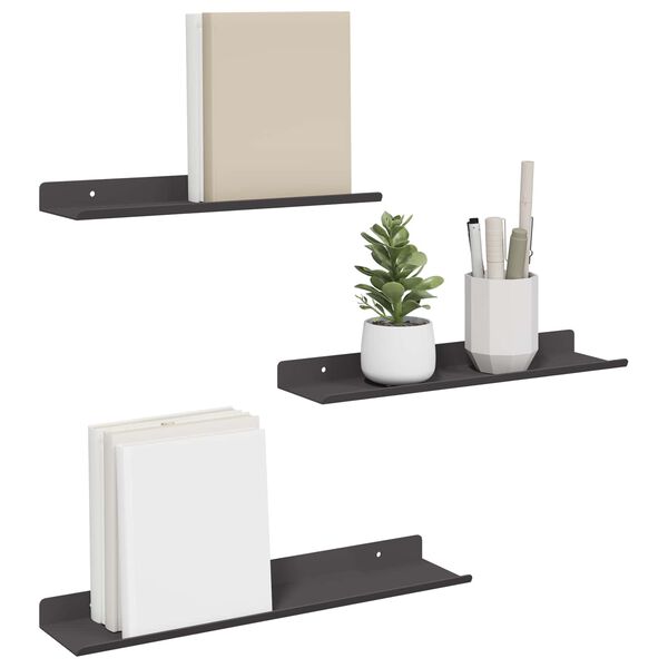 vidaXL Sv&aelig;vende hylde V&aelig;gmonteret 3 pcs Sort 40 x 9 x 2,5 cm St&aring;l