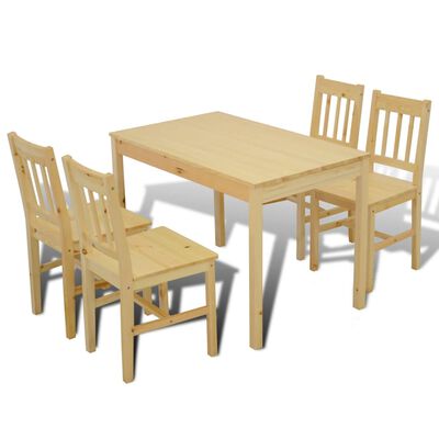 vidaXL spisebordssæt med 4 stole træ natur