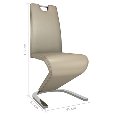 vidaXL spisebordsstole 2 stk. zigzagform kunstlæder cappuccinofarvet