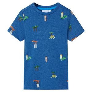 vidaXL T-shirt til b&oslash;rn str. 104 m&oslash;rk bl&aring;meleret