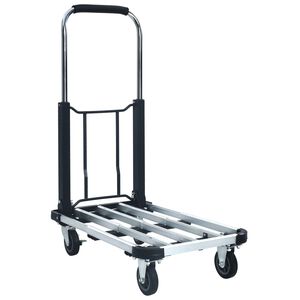 vidaXL foldbar transportvogn 150 kg aluminium s&oslash;lvfarvet