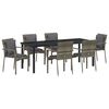 vidaXL Have Spisebordssæt med pude 7 pcs Grå polyrattan