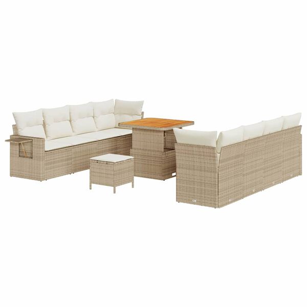 vidaXL Havesofa S&aelig;t med pude 11 pcs Beige og creme polyrattan