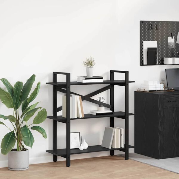 vidaXL Bogreol Sort eg 100 x 33,5 x 102 cm Konstrueret tr&aelig;