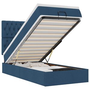 vidaXL Ottoman seng med madras & LEDs Bl&aring; 90x200 cm Stof