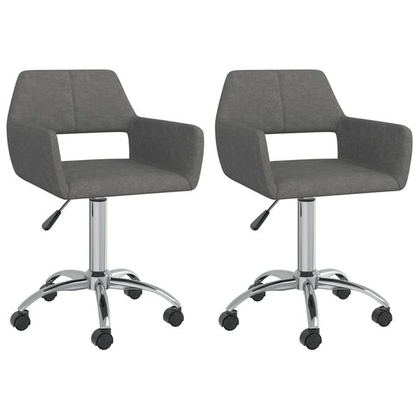 vidaXL drejelige spisebordsstole 2 stk. stof m&oslash;rkegr&aring;