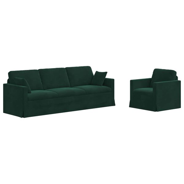 vidaXL Sofa S&aelig;t 2 pcs M&oslash;rkegr&oslash;n 228 x 78 x 80 cm Fl&oslash;jl