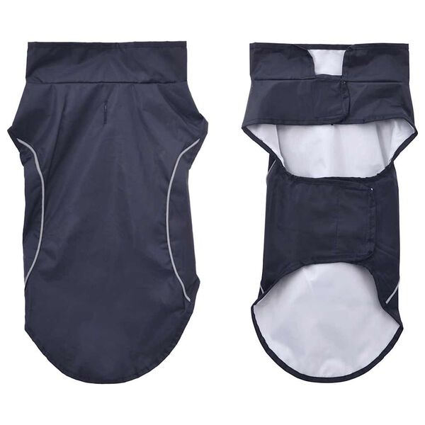 vidaXL Hunderegnfrakke med refleksstriber polyester S marineblå