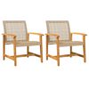 vidaXL havestole 2 stk. polyrattan og akacietr&aelig; beige