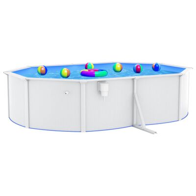 vidaXL swimmingpool med stålvæg 490x360x120 cm oval hvid