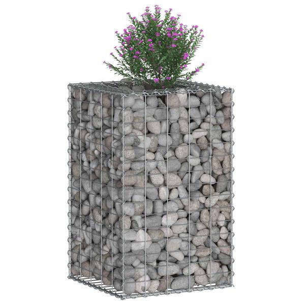 vidaXL Gabion h&oslash;jbed S&oslash;lv 50 x 50 x 80 cm Galvaniseret st&aring;l