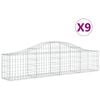 vidaXL buede gabionkurve 9 stk. 200x30x40/60 cm galvaniseret jern