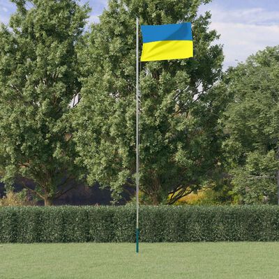 vidaXL Ukraine flag og flagstang 6,23 m aluminium