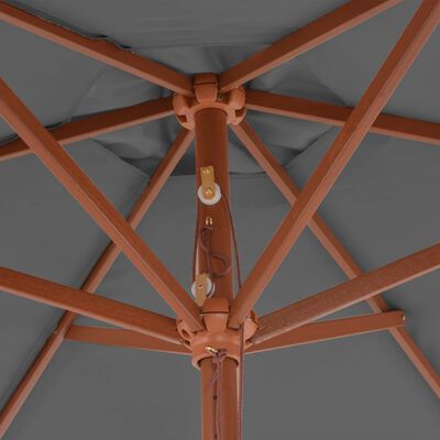 vidaXL udendørs parasol med træstang 270 cm antracitgrå