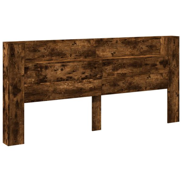 vidaXL sengegavl med opbevaring og LED-lys 220x16,5x103,5 cm r&oslash;get eg