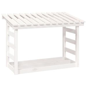 vidaXL br&aelig;ndestativ 108x64,5x78 cm massivt fyrretr&aelig; hvid