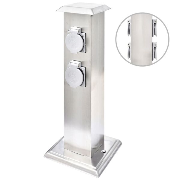 vidaXL udend&oslash;rs stikkontaktstolpe rustfrit st&aring;l