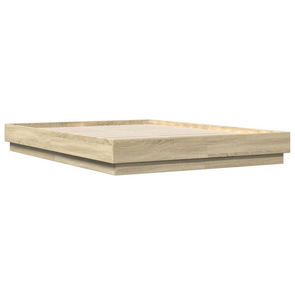 vidaXL sengeramme med LED-lys 160x200 cm sonoma-eg