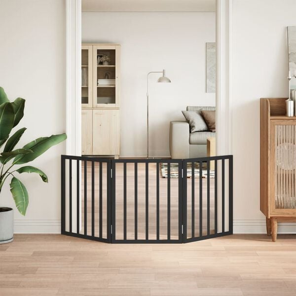vidaXL hundelåge 3 paneler 150 cm foldbar poppeltræ sort