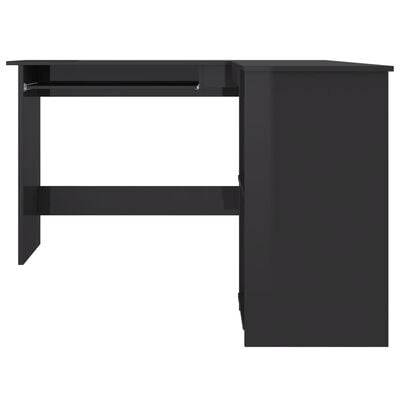 vidaXL L-formet skrivebord 120x140x75 cm konstrueret træ sort højglans