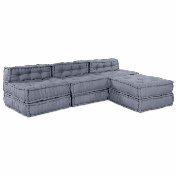 vidaXL Modulsofa 4 pcs Grå Stof