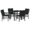vidaXL Have Spisebordss&aelig;t 5 stk. Sort polyrattan